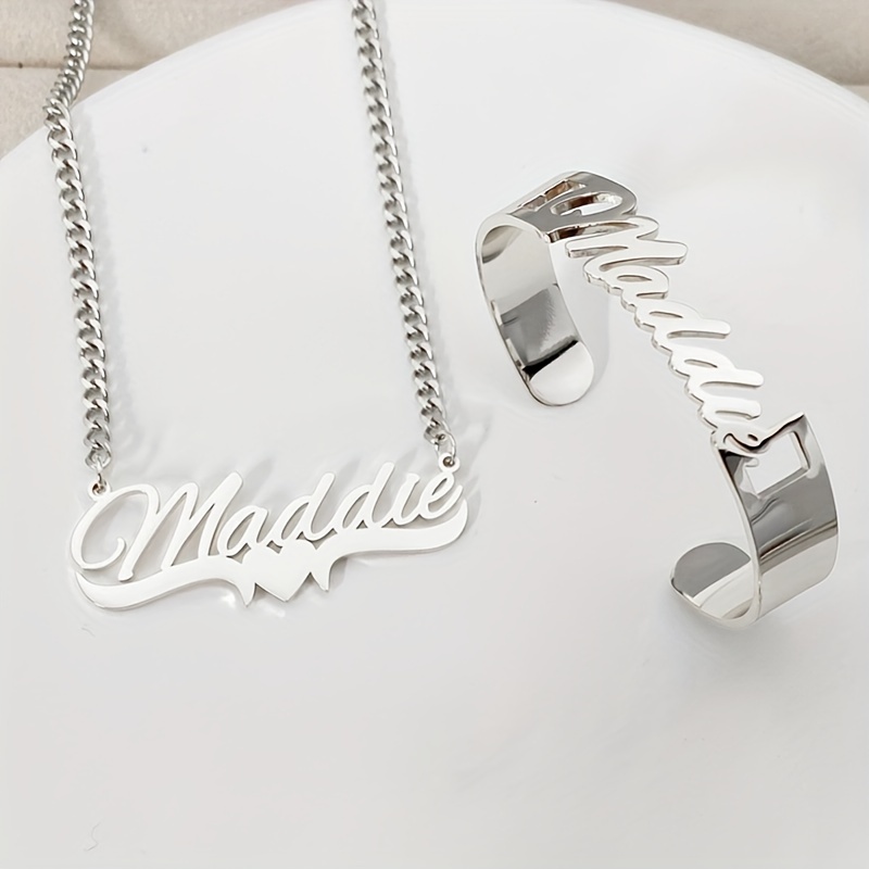 Personalized 18K Gold-Plated Cuban Link Jewelry Set